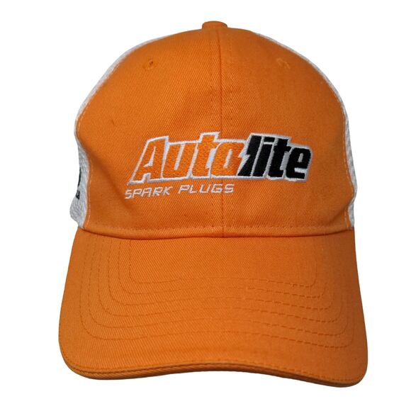 Autolite Fitted Mesh Back Hat Orange White Embroidered NASCAR Performance Logo - Picture 1 of 7